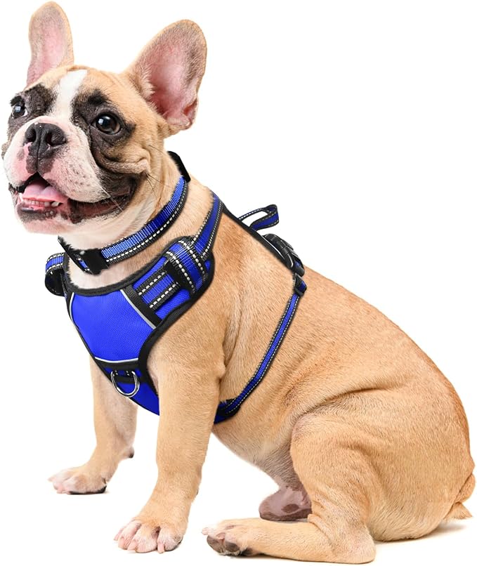 Dog Harness No Pull, Pet Harnesses with Dog Collar, Adjustable Reflective Oxford Outdoor Vest, Front/Back Leash Clips for Small, Medium, Large, Extra Large Dogs, Easy Control Handle for Walking