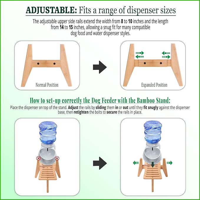 Stand for Dog Water Food Dispenser - Automatic Dog Feeder Holder - Suitable for Large Dogs - Bamboo