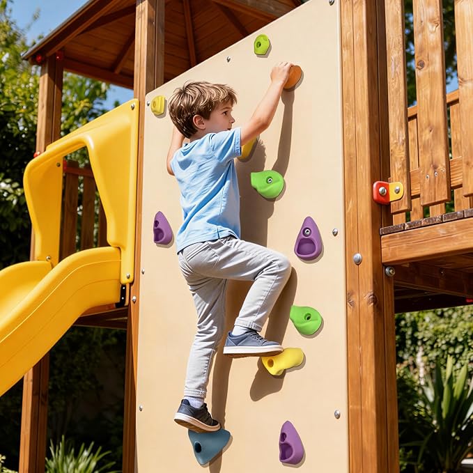 32 PCS Rock Climbing Wall for Kids,Rock Wall Climbing Holds,Adults Climbing Wall Grip Kits Holds Up to 230 lbs for Outdoor Indoor Home Playground Climbing Wall Holds（Pastel Color）