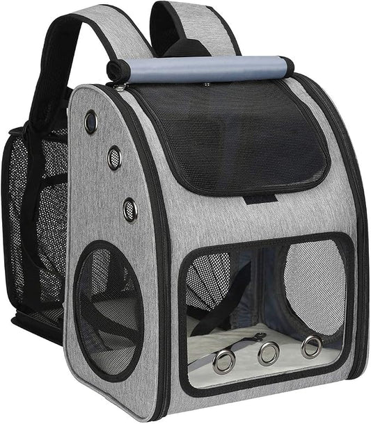Expandable Cat Carrier Backpack, Large Space,Airline Approved, XL | Pet Backpack Carrier for Small Cats & Dogs up to 25 lbs, Travel Backpack for Hiking/ Vet, 4 Entrances, Breathable Ventilated