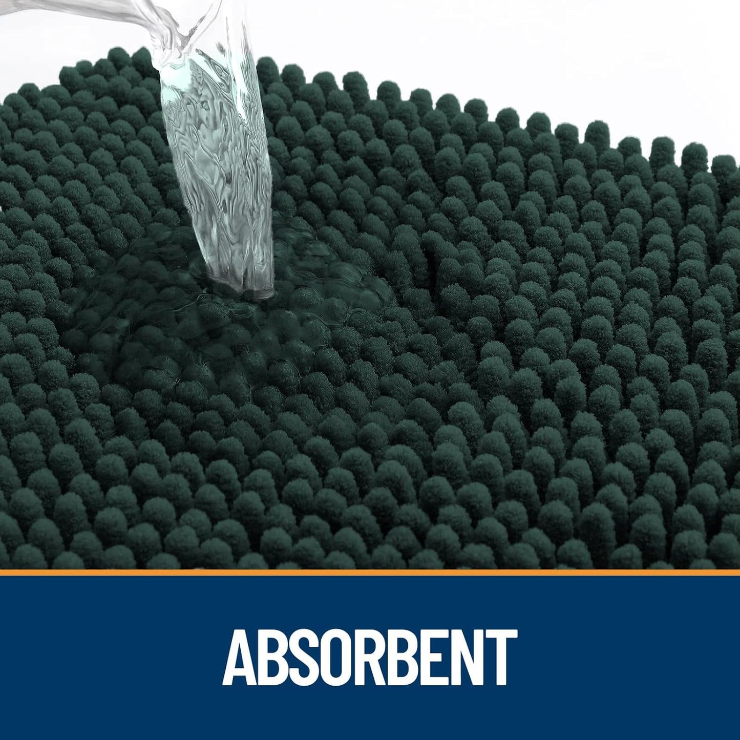 OLANLY Door Mat for Muddy Dog Paws 48x30, Absorbent Chenille Mud Doormat with Paw Print Design, Non-Slip Washable Doormat for Indoor Entryway, Quick-Dry Pet Bed Mats for Dirty Dogs, Blackish Green