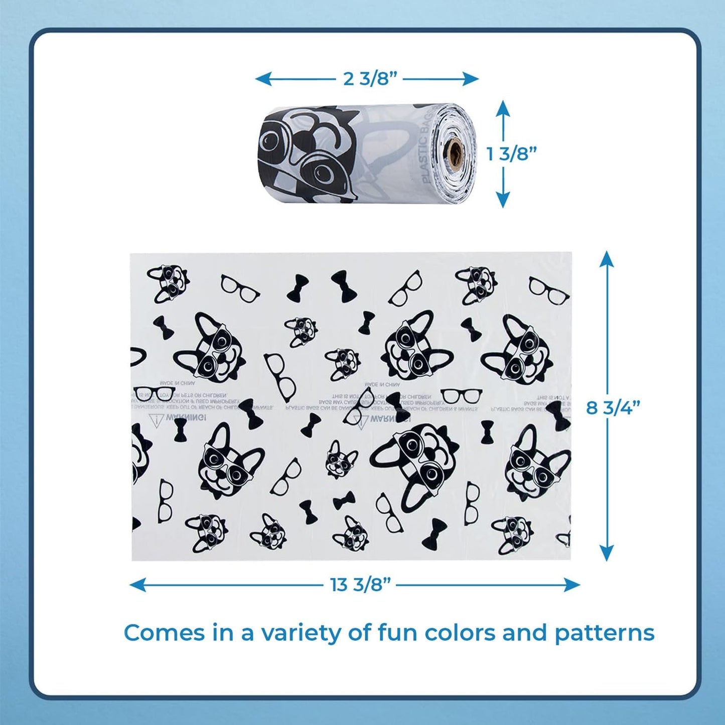 Best Pet Supplies Dog Poop Bags (240 Bags) for Waste Refuse Cleanup, Doggy Roll Replacements for Outdoor Puppy Walking and Travel, Leak Proof and Tear Resistant, Thick Plastic - White