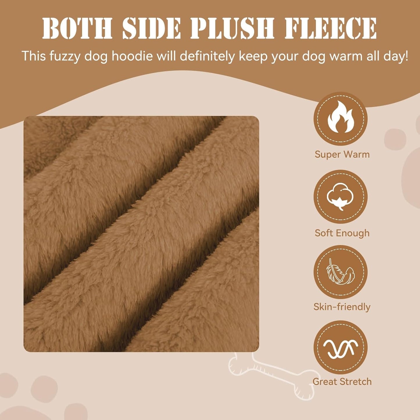 Fuzzy Dog Sweaters for Large Dogs Pet Hoodie Clothes Warm Soft Pet Coats Hooded Sweatshirt Dog Sweaters for Extra Large Dogs(Coffee-XXL)