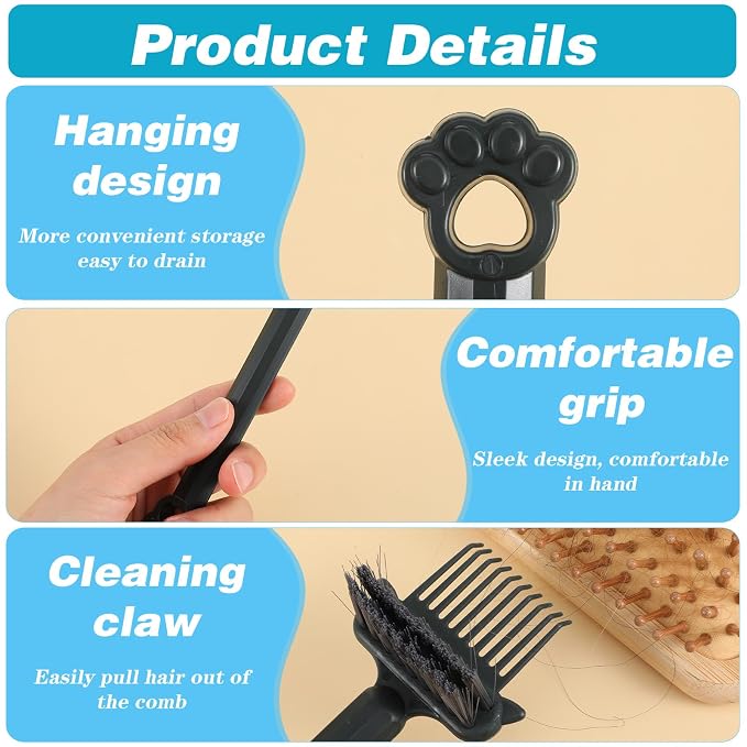 2-in-1 Hair Brush Cleaner Tool Comb Cleaners Portable Hair Brush Cleaning Rake Hairbrush Cleaner Solution with Pick Bristles for Effortlessly Removes Home Salon Travel Use