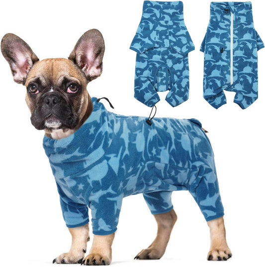 ROZKITCH Pajamas for Dogs Large, Pet Windproof Warm Cold Weather Jacket Vest with Luminous Zipper, Jumpsuit Apparel Outfit Clothes for Small Medium Large Dog Shark 2XL