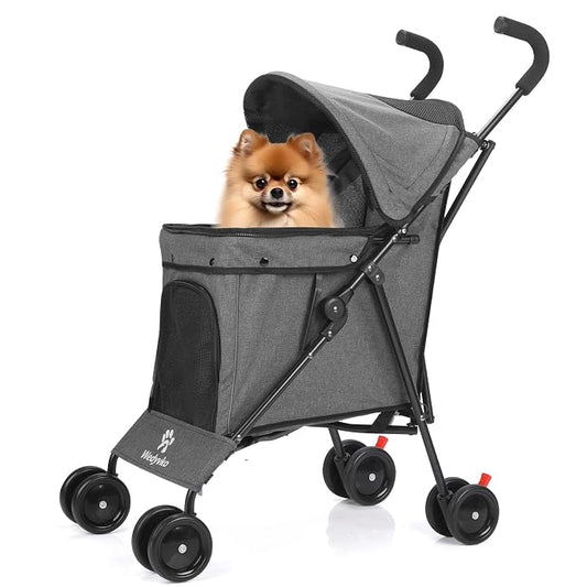 3 in 1 Pet Stroller for Small Dogs and Cats, Foldable Pet Stroller with Cats and Dogs Jogger Travel Strollers, 4 Wheels, Breathable Mesh, Large Capacity, Easy to Carry (Dark Grey)