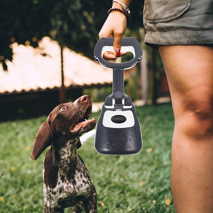 Yardwe Dog Pooper Scooper Heavy-Duty Wear-Resistant Litter Picker with Long Handle for Large Dogs Pet Waste Cleanup Tool Black