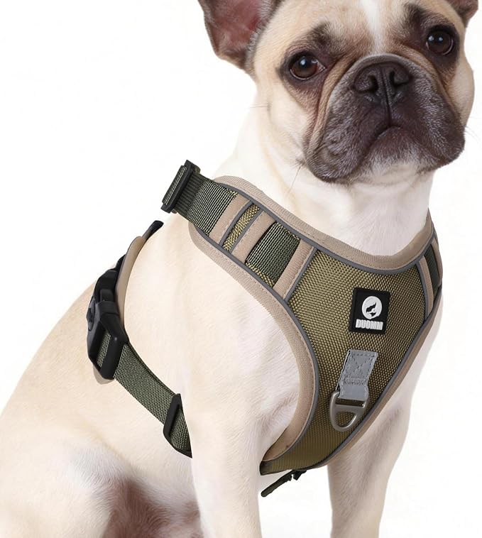 No-Pull Dog Harness for Small & Medium Dogs, 1680D Oxford Reflective Adjustable Tactical Dog Vest with Dual Metal D-Ring, Padded Handle for Easy Walking, Training & Outdoor Control (khaki, S)