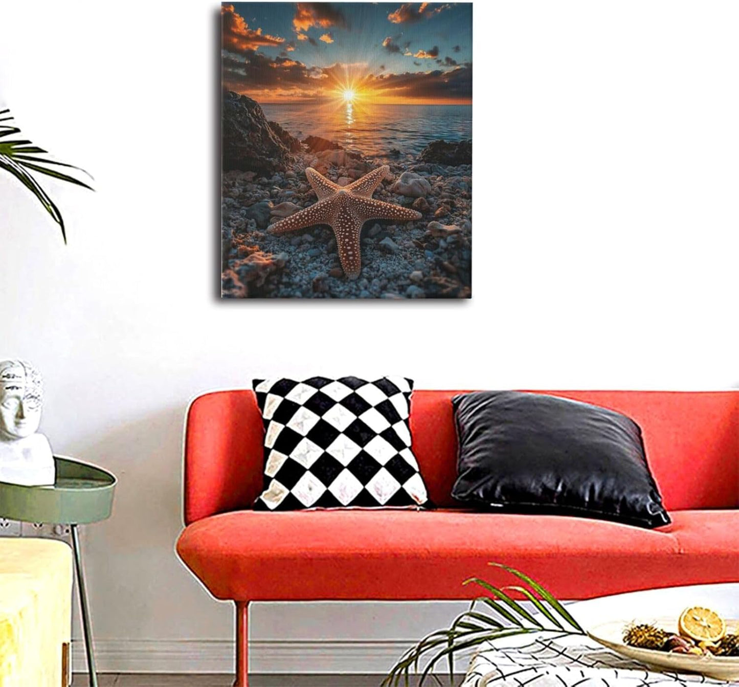 Boho Black Cat Wall Art Kitten Botanical Wall Decor Mid Century Modern Canvas Painting Print Minimalist Pictures Artwork Framed Decorations Gifts for Cat Lover Bathroom Nursery Living Room Bedroom Kitchen 24"x20"