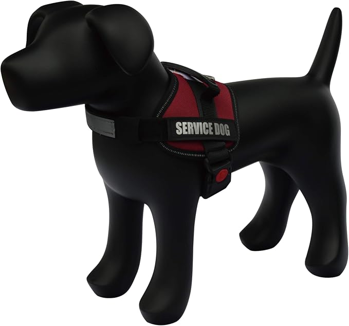 Service Dog Vest Harness – Reflective Service Animal Vest, No-Pull Harness with Handle & Mesh Padding – Sizes XXS-XL for Puppies – 2 Removable Service Patches Included (XXS, Maroon)