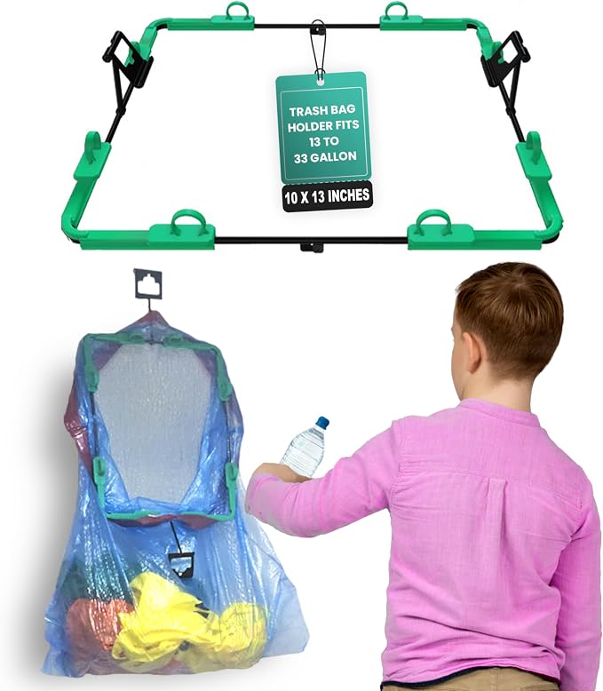 Collapsible Trash Bag Holder Stand 13-33 Gallon Garbage Bags Opener Portable Waste Bin & Storage Rack for Camping RV Outdoor Kitchen Picnic BBQ Party Can Laundry & Camper Heavy Duty Liner Hanger