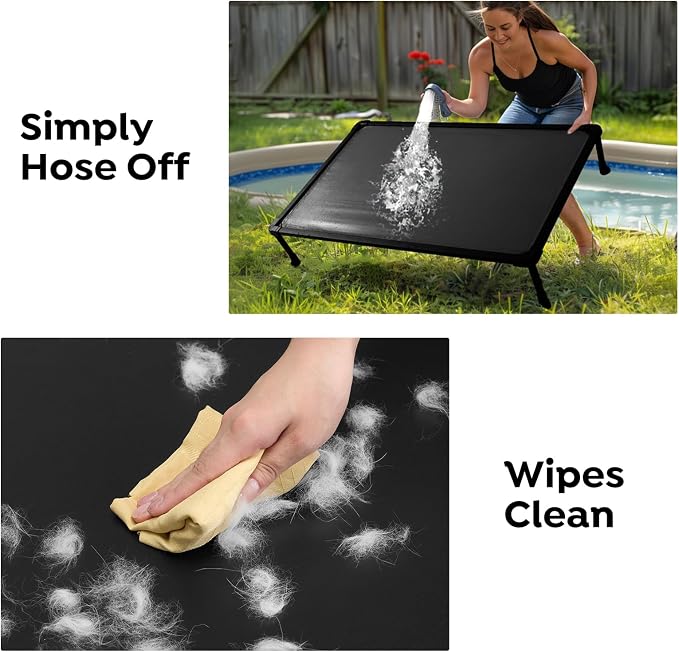 Veehoo Chew Proof Elevated Dog Bed, Indestructible Raised Dog Bed for Aggressive Chewers, Waterproof Dogs Training Platform for Indoor or Outdoor Use, 47 x29 inches, Black