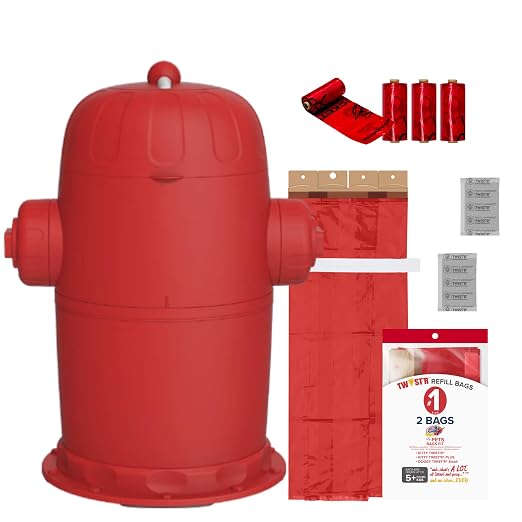 Red Rocket Doggy Twist'R Small Waste Disposal System, Dog Poop Trash Can | Odor Control, Indoor/Outdoor, Holds Up to 12 Lbs, Includes 2 Size #1 Odor Blocking Bags, 2 Charcoal Sachets, 60 Poop Bags