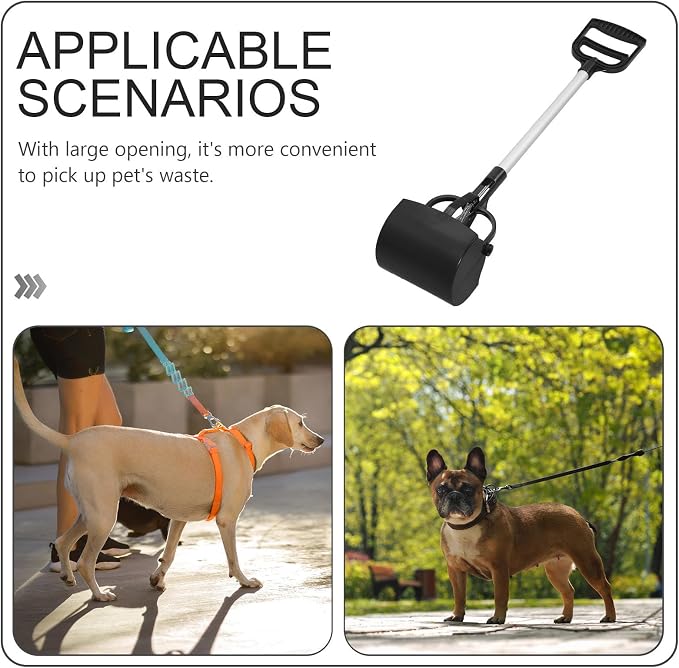 CALLARON Pooper Scooper Dog Waste Picker with Long Handle 27.55In Portable Pet Poop Scooper for Outdoor Waste Cleanup Easy Scoop Mouth Ergonomic Grip