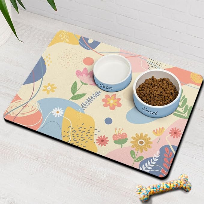 Pet Feeding Mat for Floors Waterproof Dog Mat for Food and Water Absorbent Quick Dry Non Slip mat for Cat Bowls