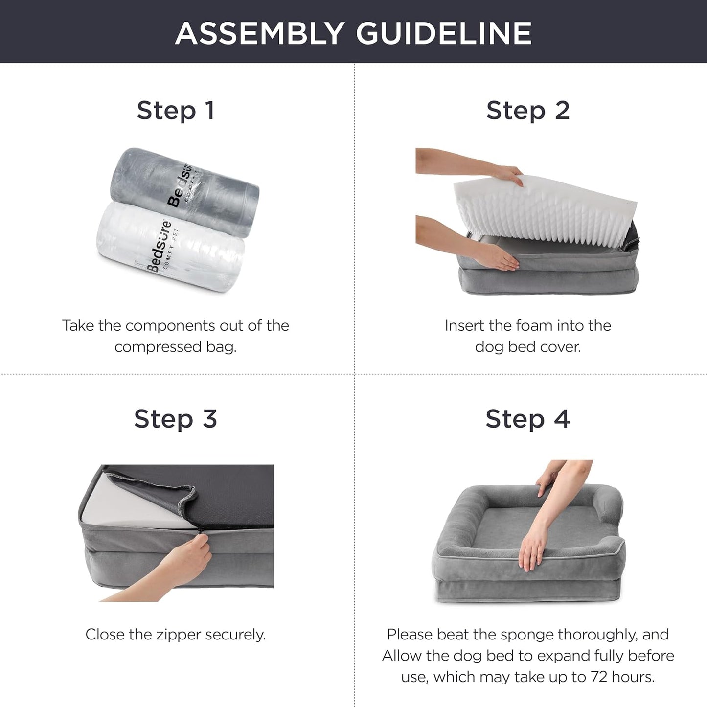 Bedsure XL Orthopedic Dog Bed for Extra Large Dogs - Washable XLarge Dog Cat Bed Waterproof, Comfort Dogs Couch Sofa with Washable Removable Cover, Pet Bed with Nonskid Bottom, Plush-Blue, 42"