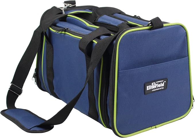EliteField Expandable Soft Pet Carrier (3 Year Warranty, Airline Approved), Multiple Sizes and Colors Available (17" L x 11" W x 11" H, Navy Blue)