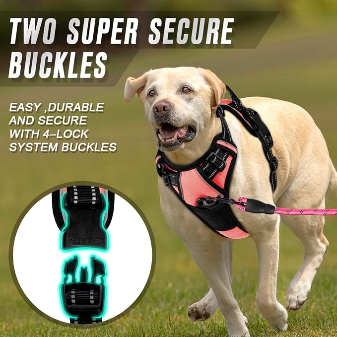 BARKBAY Dog Harness No Pull for Small Sized Dog Front Back Clips,Dog Vest | Soft Padded No Choke With Handle,Easy On&Off,Adjustable Reflective For Walking Training Running(Light Pink,S)