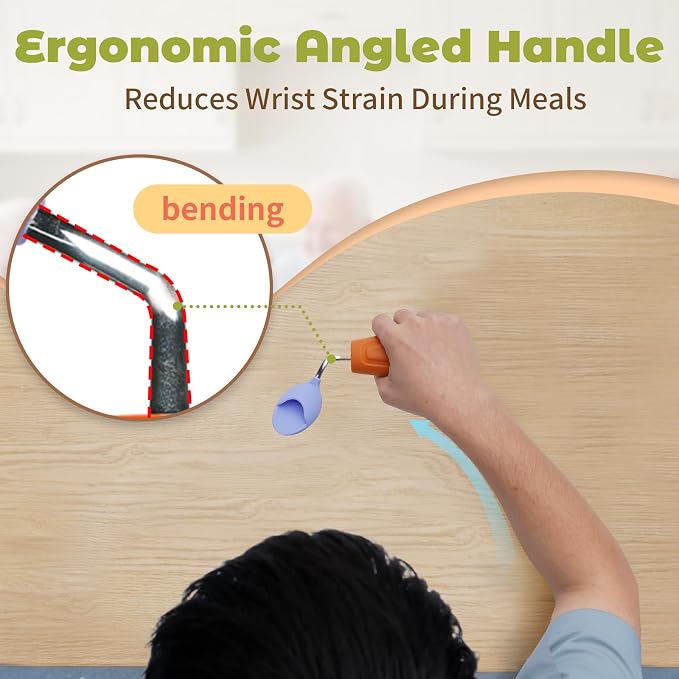 Anti-Tremor Spill Shield Spoon for Hand Tremors Parkinsons, Weighted Adaptive Utensils with Large Enclosed Scoop, Ergonomic Non-Slip Handle, Dishwasher Safe (Brown, Right Spoon)
