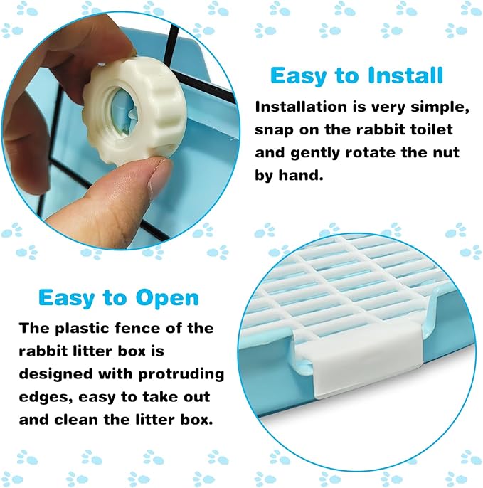 PINVNBY Rabbit Litter Box for Cage Bunny Corner Litter Bedding Box Small Animal Litter Pan Hanging Pet Bowls Cage Potty Trainer Pet Toilet for Rabbit Bunny Guinea Pigs Small Animals