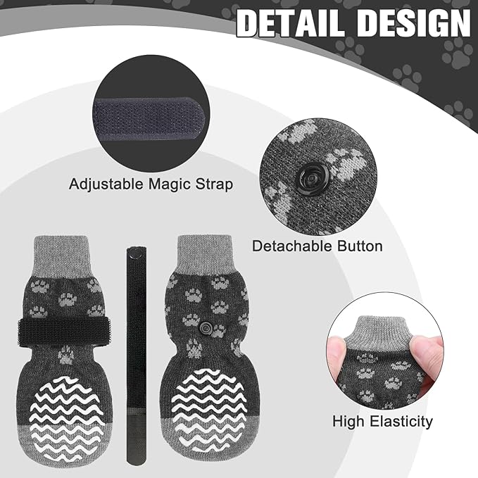 EXPAWLORER Anti Slip Dog Socks to Prevent Licking Paws, Winter Pet Boots & Paw Protectors, Dog Booties for Hardwood Floors with Grippers, Dog Shoes for Hot/Cold Pavement Small Medium Large Senior Dogs