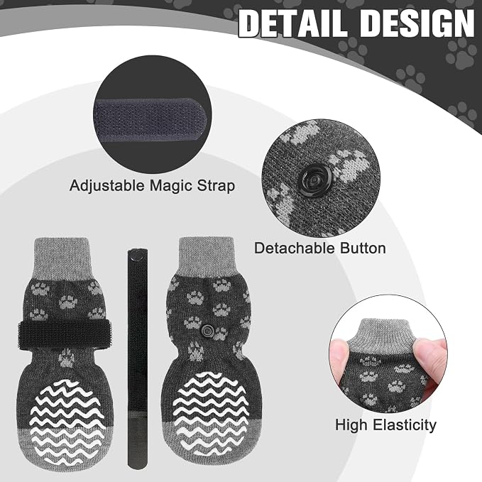 EXPAWLORER 6Pcs Anti Slip Dog Socks to Prevent Licking Paws, Dog Shoes for Hot Pavement, Double Sides Dog Boots & Paw Protectors Booties for Hardwood Floors with Grip Small Medium Large Senior Dogs, M
