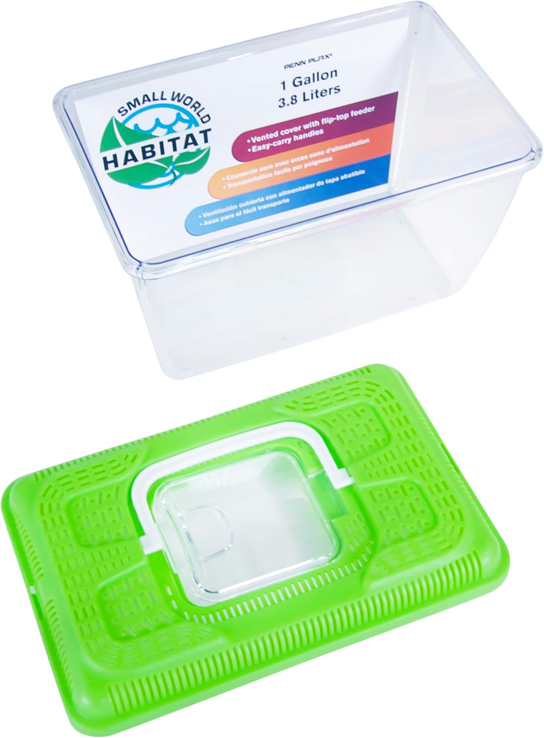 Penn-Plax Small World Habitat – Portable Clear and Transparent Plastic Tank – Excellent for Small Critters and Creatures – Easy to Clean & Handle – 1 Gallon, 10"L x 5.43"W x 6.26"H