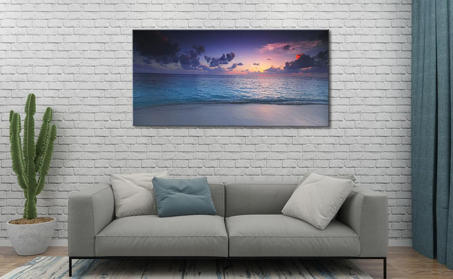Beach Wall Art Sunset Coastal Bathroom Decor Ocean Sunrise Canvas Artwork Nature Landscape Prints Painting Modern Ocean Waves Seascape Artwork for Living Room Office Home Decoration 20x40 inch