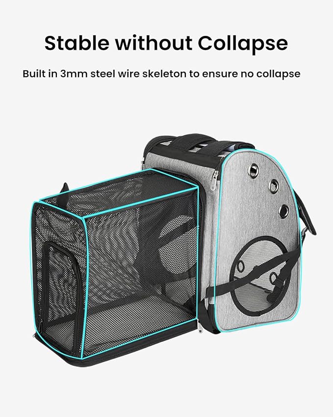 Expandable Cat Backpack Carrier for Small Cats/Dogs Airline Approved | Pet Carrier Backpack with Large Space/Breathable Mesh/Anti-Collapse,for Travel/ Hiking/Camping/Vet, Up to 18 lbs