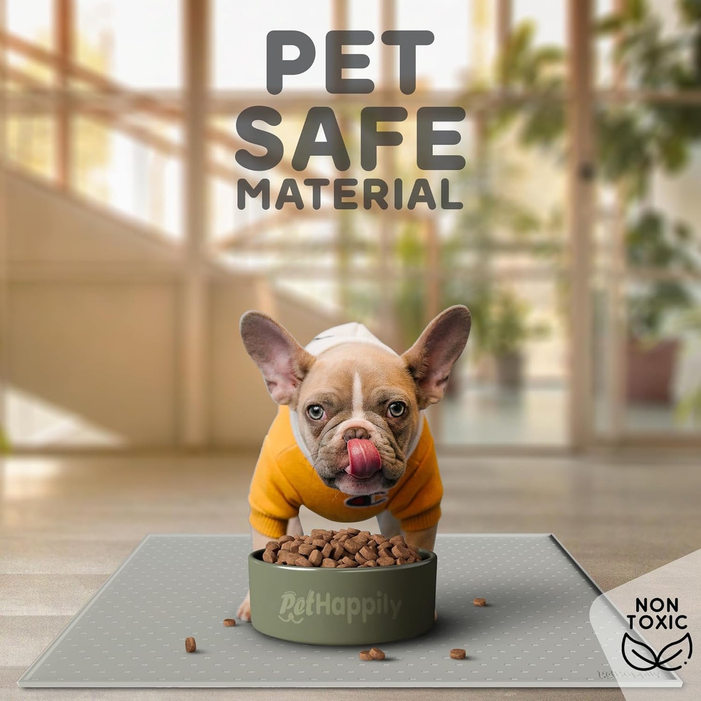 Dog Food Mat - 24x15 Raised Edges Dogs Mat for Food and Water Prevent Spill, Waterproof Cat Food Mats Protect Floors, Easy Clean Dog Bowl Mats for Food and Water, Silicone Pet Feeding Placemats Mist