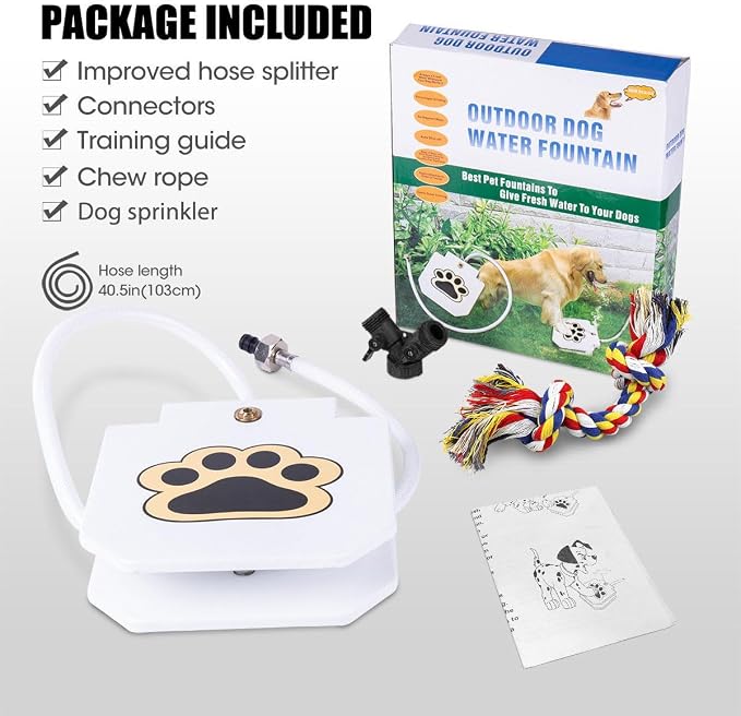 BACOENG Outdoor Dog Water Fountain Step On, Dog Sprinkler Paw Activated for Large Dogs, Pet Drinking Water Fountain with Upgraded Valve