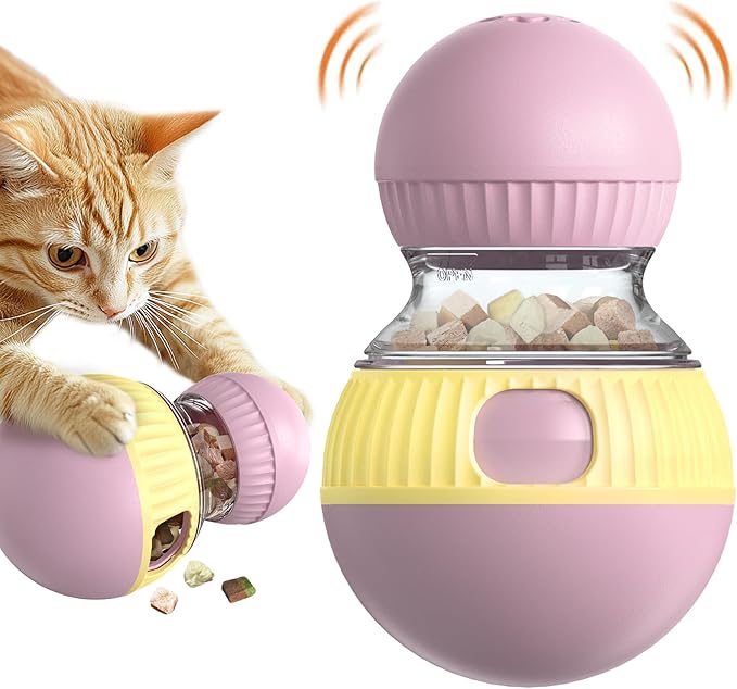 Cat Treat Dispensing Toy Kitten Puzzle Feeder & Food Dispenser Ball - Kitty Enrichment Toys for Indoor Cats Kitty Stimulating Tous