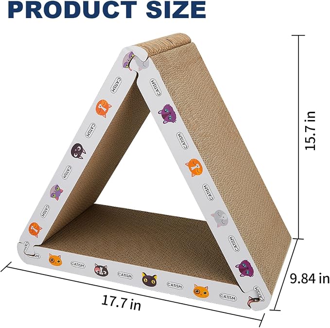 CATISM Cat Scratcher Cat Scratching Board - Foldable - Triangle, 6 Usable Sides Scratchers for Indoor Cats, Durable Recyclable Cats Cardboard Vertical(Pack of 3) | Durable recycled cardboard, non-toxic, easy assembly, 6 usable sides, with organic catni...