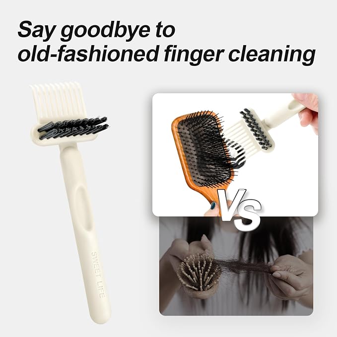 2 Pack Hair Brush Cleaning Tool, 2-in-1 Cleaner Tool, Portable Cleaning Tool Set for Brush Comb Keyboard, Remover Rake for Removing Hair Dust, Home and Salon Use(Black&White)
