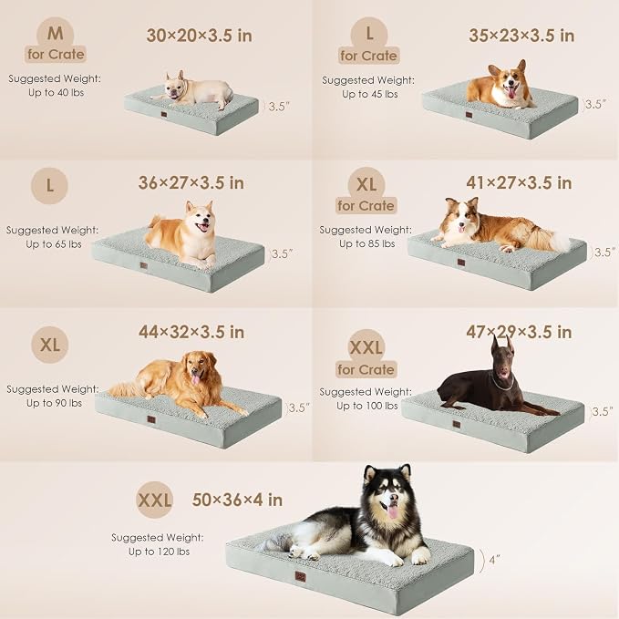 EHEYCIGA Orthopedic Dog Bed Extra Large with Removable Washable Cover, 44IN | Egg Crate Foam Support, Durable Oxford fabric, Non-Slip Bottom, Machine Washable, Soft Waterproof Plush Pet Bed Mat For Crate