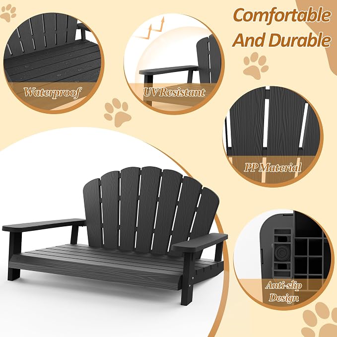 Outdoor Dog Bed, Elevated Dog Bed,Indoor&Outdoor Pet Furniture(Black) | Waterproof Dog Couch,Sturdy Dog Patio Lounge Chair,Chew Resistant Outdoor Dog Furniture for Small&Medium Dogs