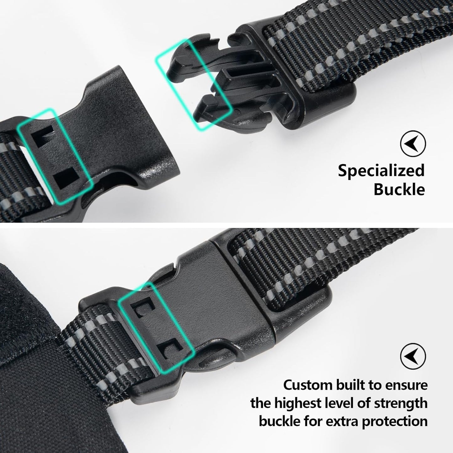 PHOEPET 2019 Upgraded No Pull Dog Harness, Reflective Adjustable Vest, with a Training Handle + 2 Metal Leash Hooks+ 3 Snap Buckles +4 Slide Buckles(M, Black)