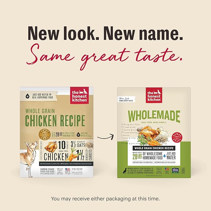 The Honest Kitchen Human Grade Wholemade™ Dehydrated Whole Grain Dog Food - Complete & Balanced Meal or Topper - Chicken 7 lb Box