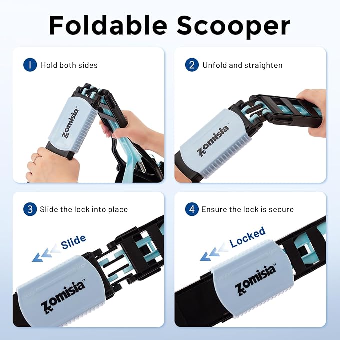 ZOMISIA 26" Pooper Scooper with Waste Bags - Poop Scooper for Large Dogs with Long Handle High Strength Material and Durable Spring for Yard, 30 Count Poop Bags