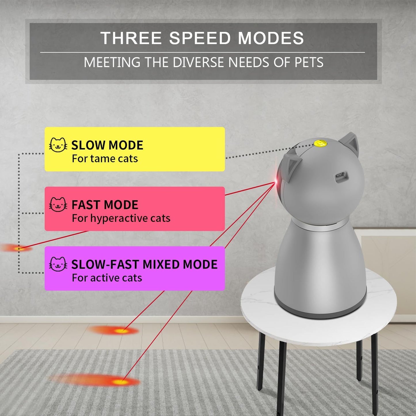 Laser Cat Toys for Indoor Cats,The 4th Generation Real Random Trajectory Motion Activated Rechargeable Automatic Cat Laser Toy,Interactive Cat Toys for Bored Indoor Adult Cats/Kittens (Gray)