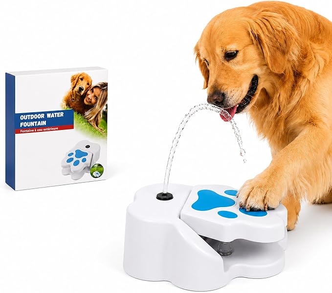 Dog Water Fountain Step On, Paw Activated Dog Water Fountain, Outdoor Dog Sprinkler Step On Drinking Fountain for Large Dogs, Fresh Water Dispenser for Yard Garden Pets