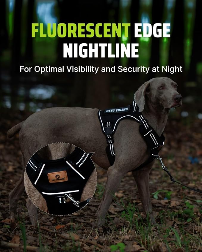 Tactical Dog Harness No-Pull Military Vest for Medium & Large Dogs, Adjustable Reflective Escape-Proof Vest with MOLLE System, Handle Control for Training, Walking, Outdoor – Black