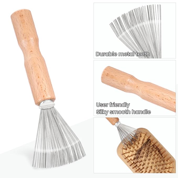2 Pcs Hair Brush Cleaning Tool Mini Comb Cleaner Rake Metal Wires Hair Remover Tool for Home and Salon Use