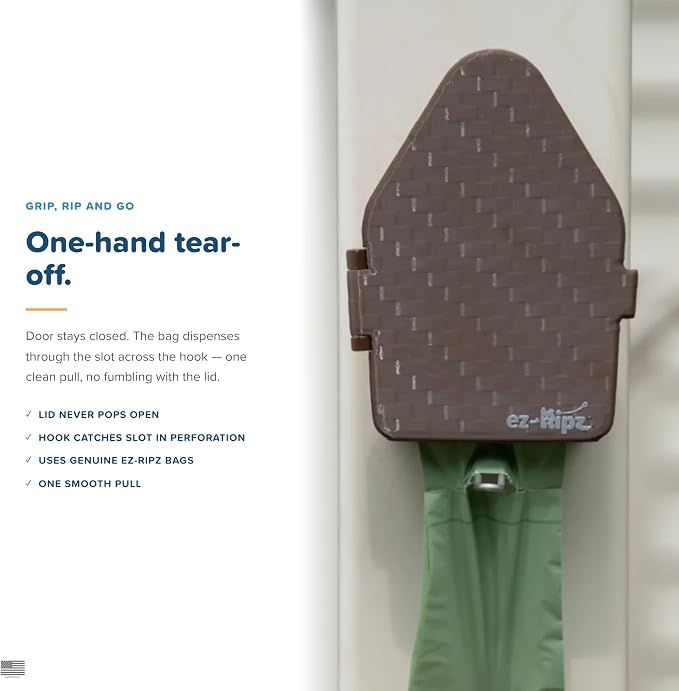 Indoor/Outdoor Dog Poop Bag Dispenser Wall Mount (Brown), Includes 3 Sample Rolls of Waste Bags, Easy Setup Dog Poop Station