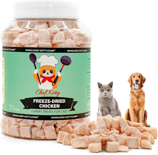 Freeze Dried Chicken Cat Treats | Healthy Dog Food Toppers 100% Human Grade | Single Ingredient, Grain Free Chicken Dog Treats | Inspected & Tested in USA | No Additives or Preservatives, 3.5 oz ASIN