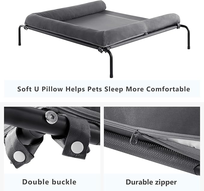 WESTERN HOME Cooling Elevated Dog Bed for Large Dogs,Outdoor Raised Dog Bed | Dogs Cot Portable Indoor, Raised with Breathable Mesh, Chew Proof Pet Hammock Cots, Removable and Waterproof Bolsters