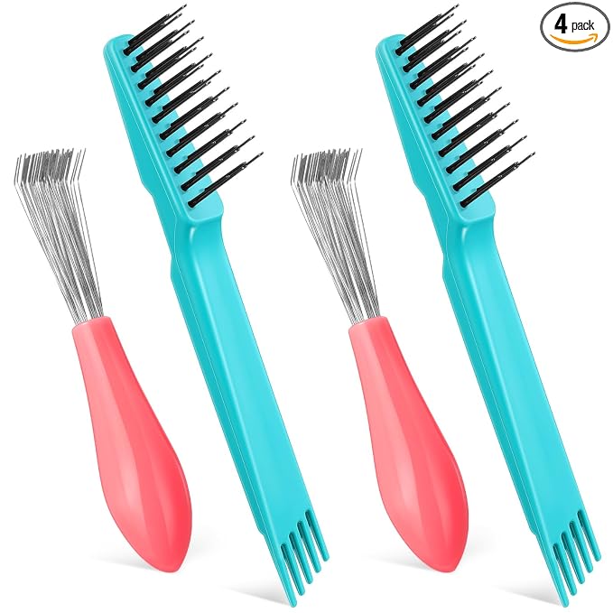 Boao 4 Pcs Hair Brush Cleaning Set Tool Mini Hair Cleaning Brush Cleaner Tool for Removing Dust Home Salon Use(Green)