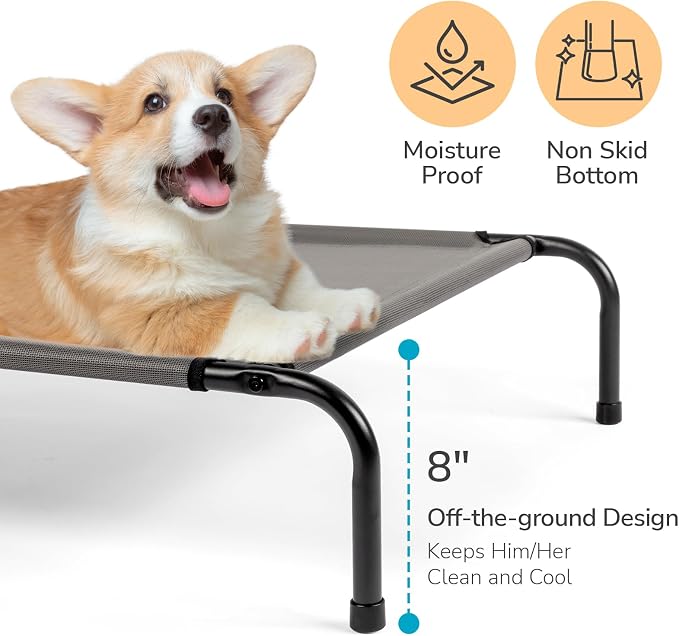 Raised Dog Bed for Large Dogs, Elevated Dog Bed, Portable Cooling Pet Cot with Breathable & Washable Mesh, Indoor & Outdoor Pet Hammock with Skid-Resistant Feet