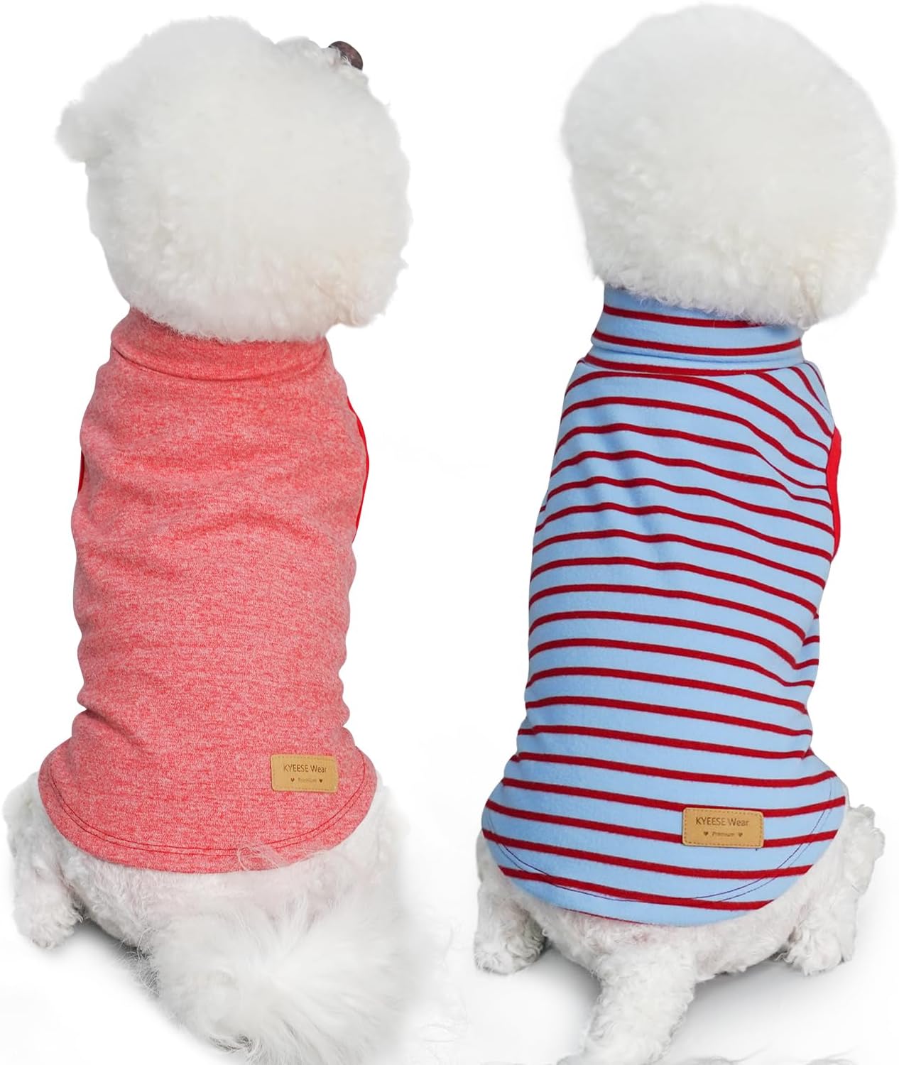 KYEESE 2Pack Dog Sweater Soft Dogs Clothes Warm Dachshund Clothes Stretchy Pet Sweatshirt Dog Sweaters for Small Dogs Girl Turtleneck Pet Coats Pullover Small Pets Sweaters