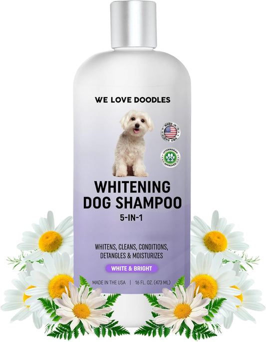 Whitening Dog Shampoo | Made in USA | Brightening Dogs Fur | White & Bright Hair | Removes Stains & Discoloration [We Love Doodles]
